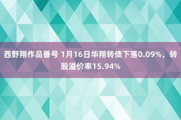 西野翔作品番号 1月16日华翔转债下落0.09%，转股溢价率15.94%